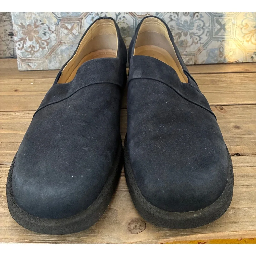 Ecco Womens Navy Blue Nubuck Leather Slip On Loafers Comfort Shoes Size 40 - Picture 3 of 5